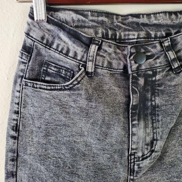 SHEIN Womens Grey Black Acid Wash High-Waisted High Stretch Skinny Jeans - Picture 5 of 10